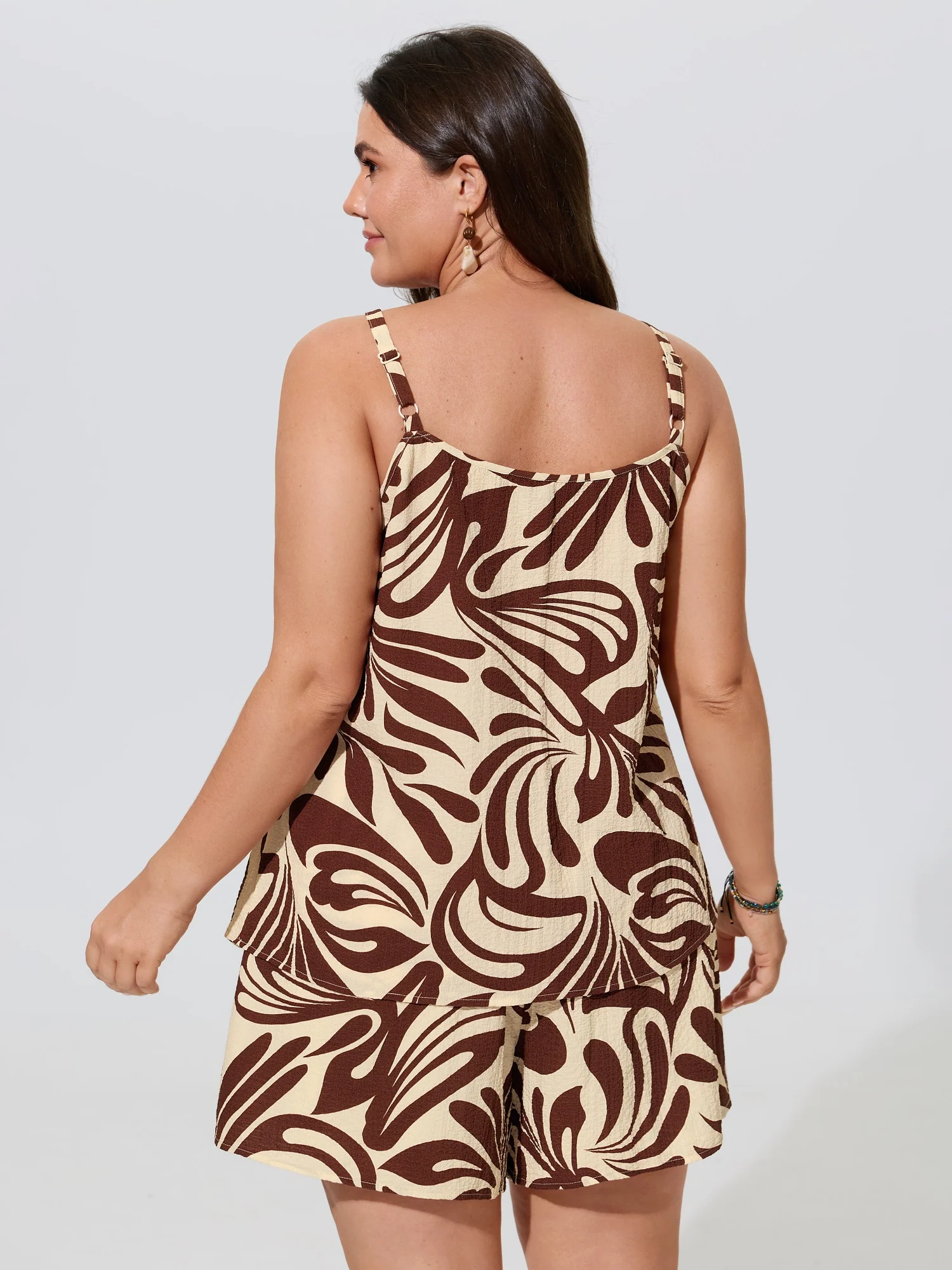 Abstract Print Pleated Tank Top - Image 3