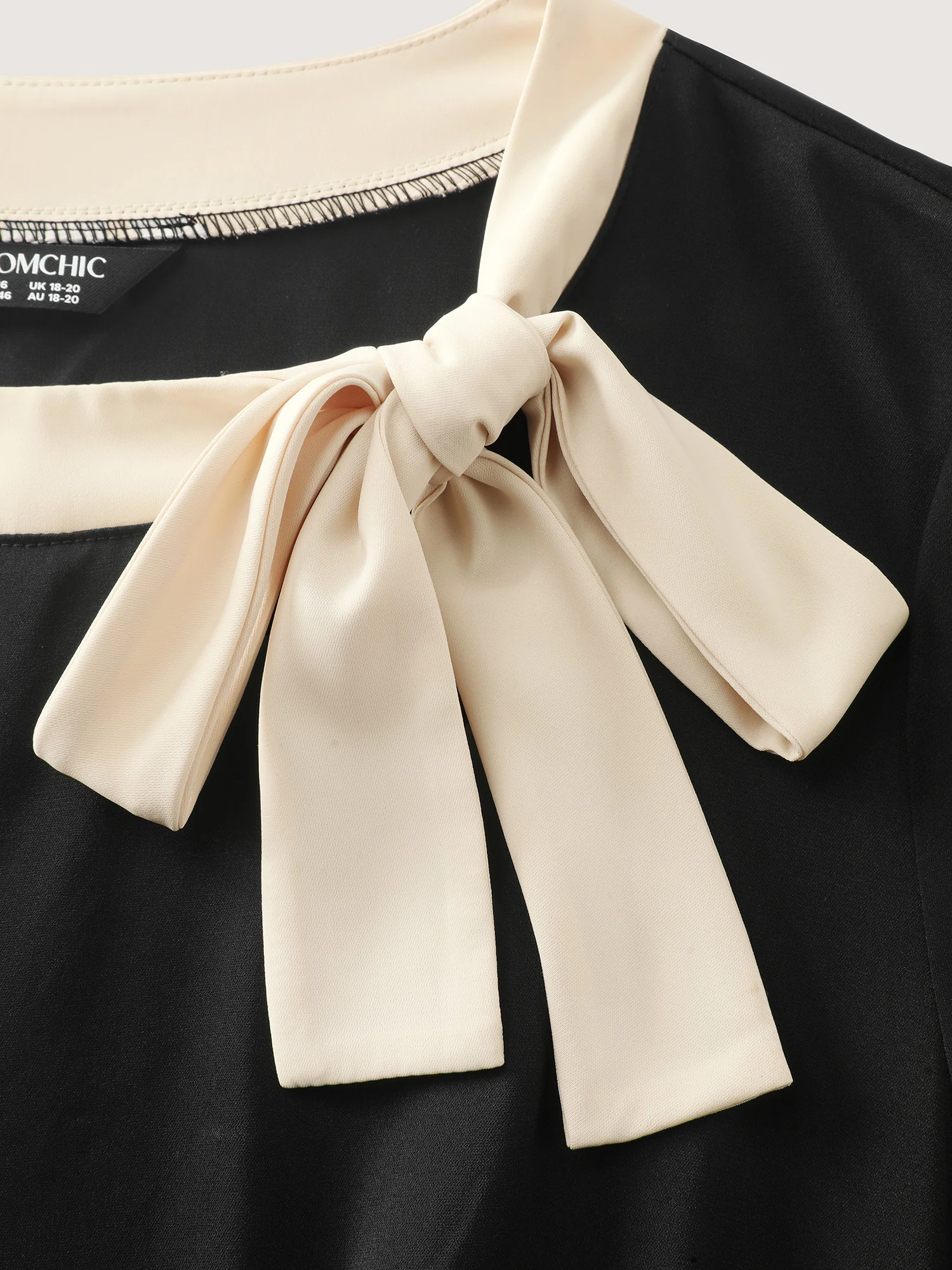 Bow Neckline Stretchy Waist Midi Dress - Image 6