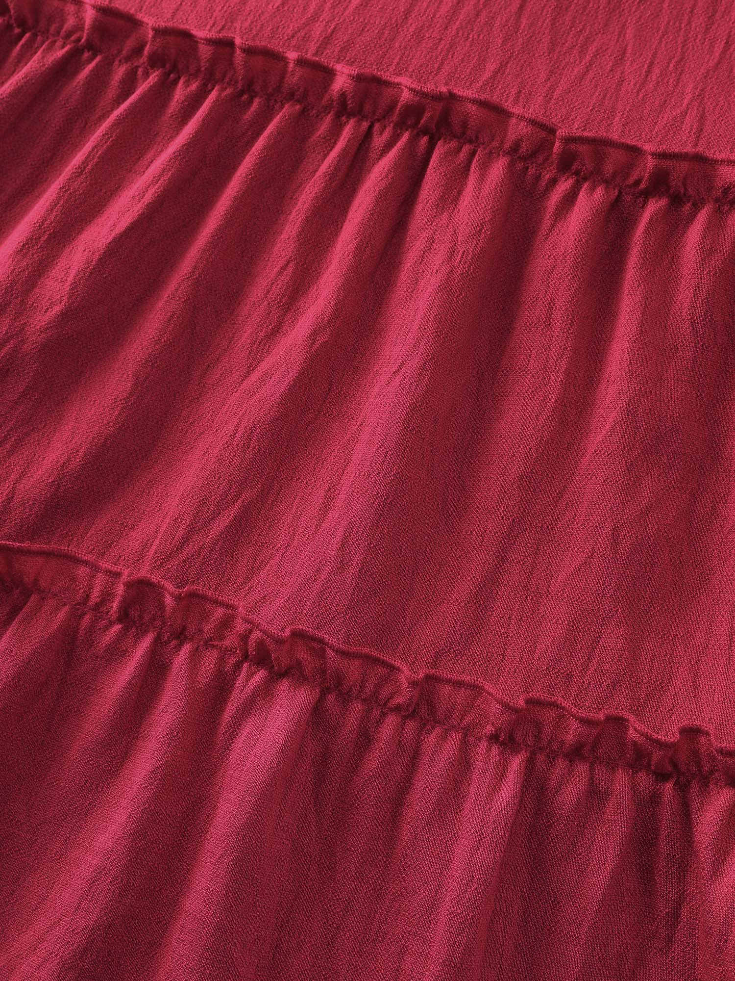 Classic Plain Shirred Bodice Tiered Maxi Dress - Image 6