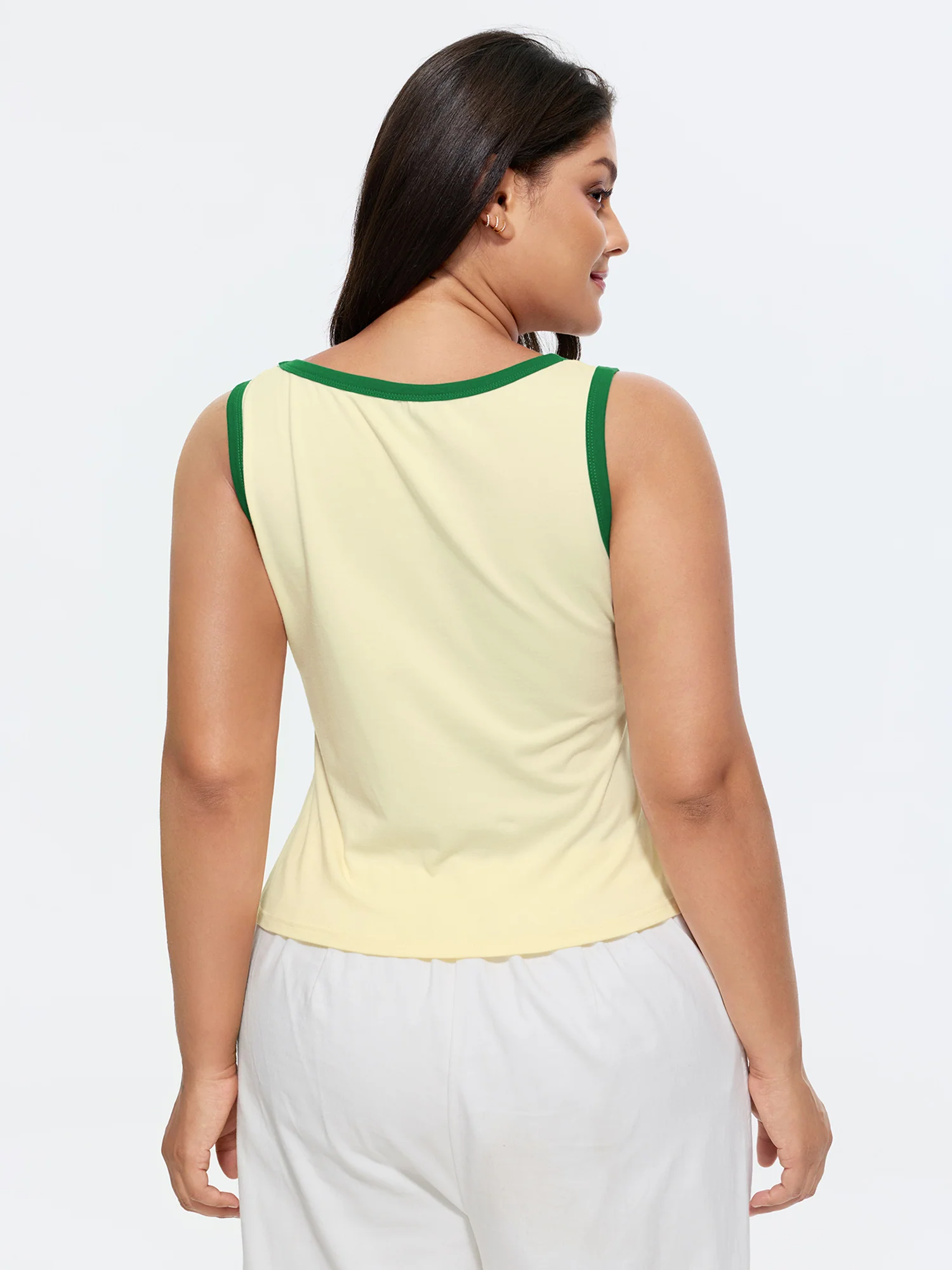 Cotton Lemon Print Scoop Neck Tank Top - Image 4