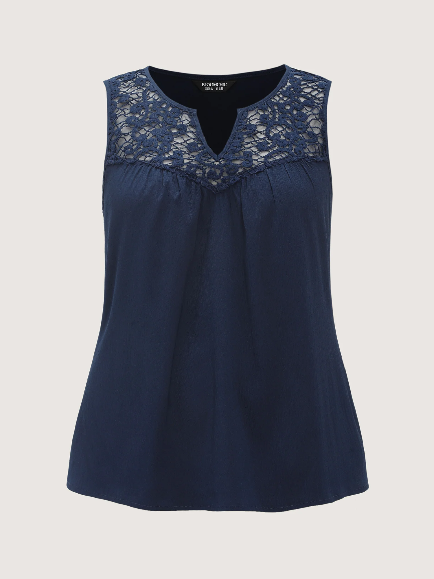 Cut-Out Lace Neckline Pleated Tank Top - Image 6