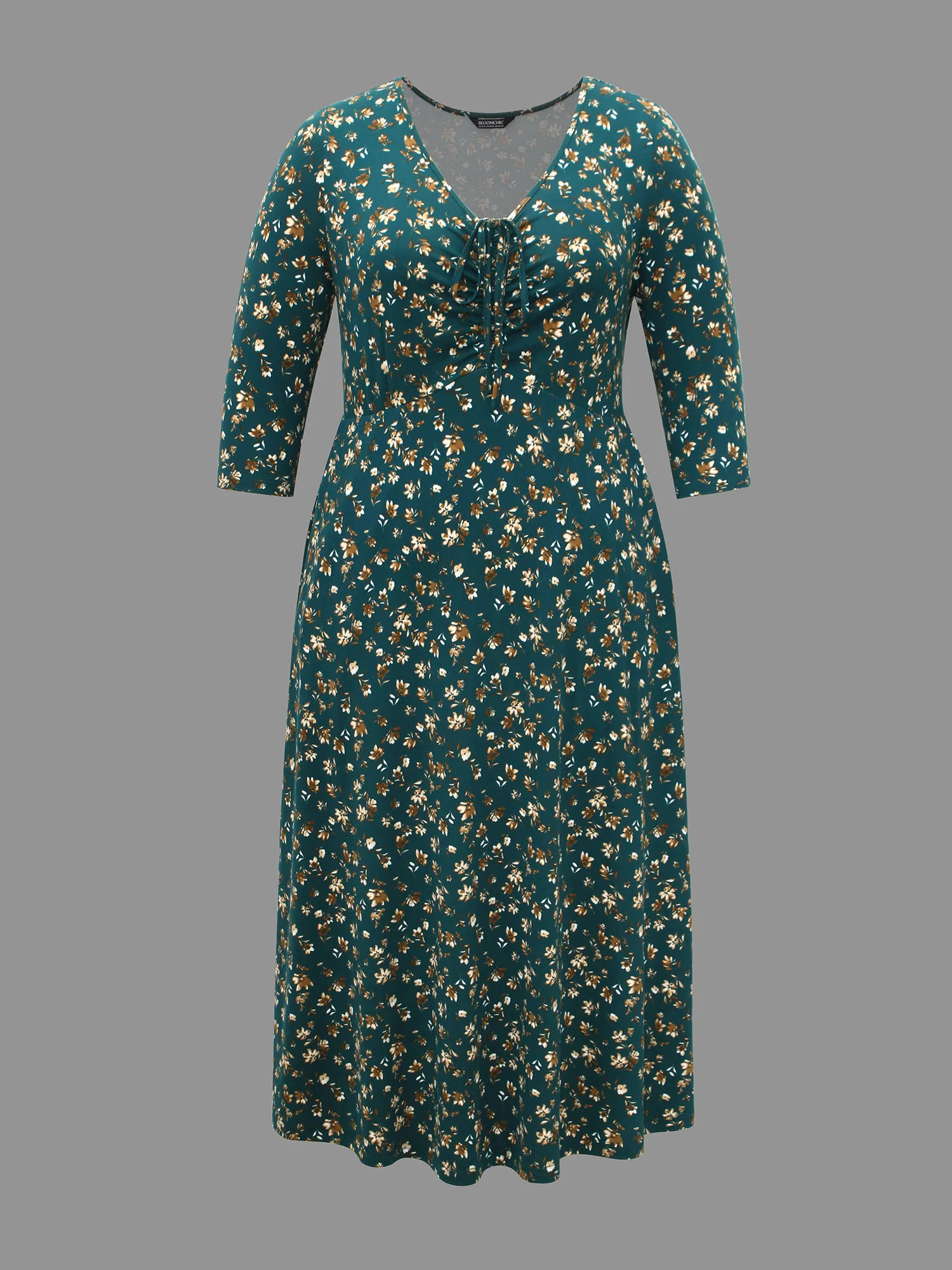Ditsy Floral Chest Drawstring Midi Dress - Image 7