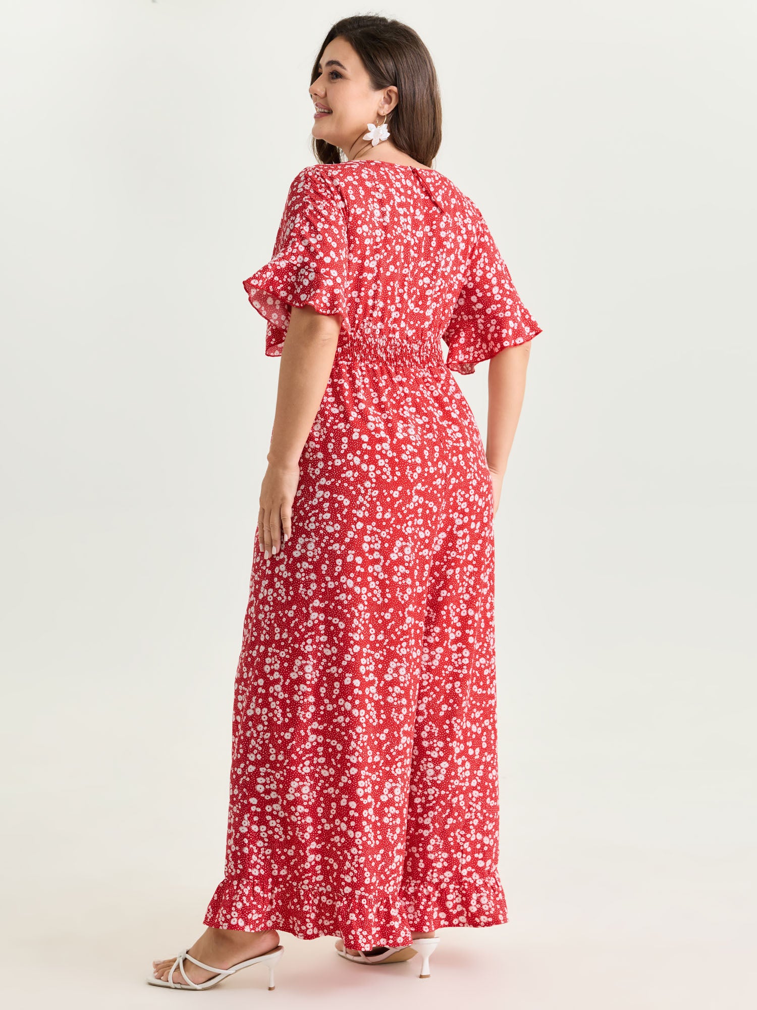 Ditsy Floral Print Ruffled Hem Jumpsuit - Image 4