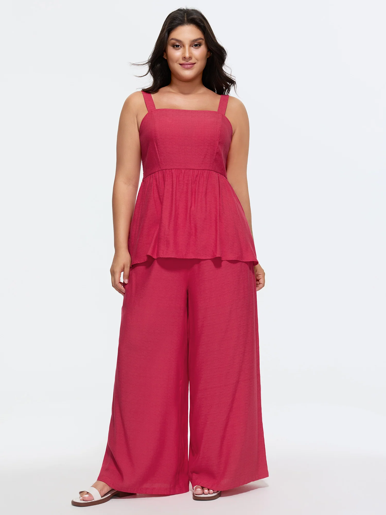 Fit And Flare Plain Shirred Tank Top - Image 3