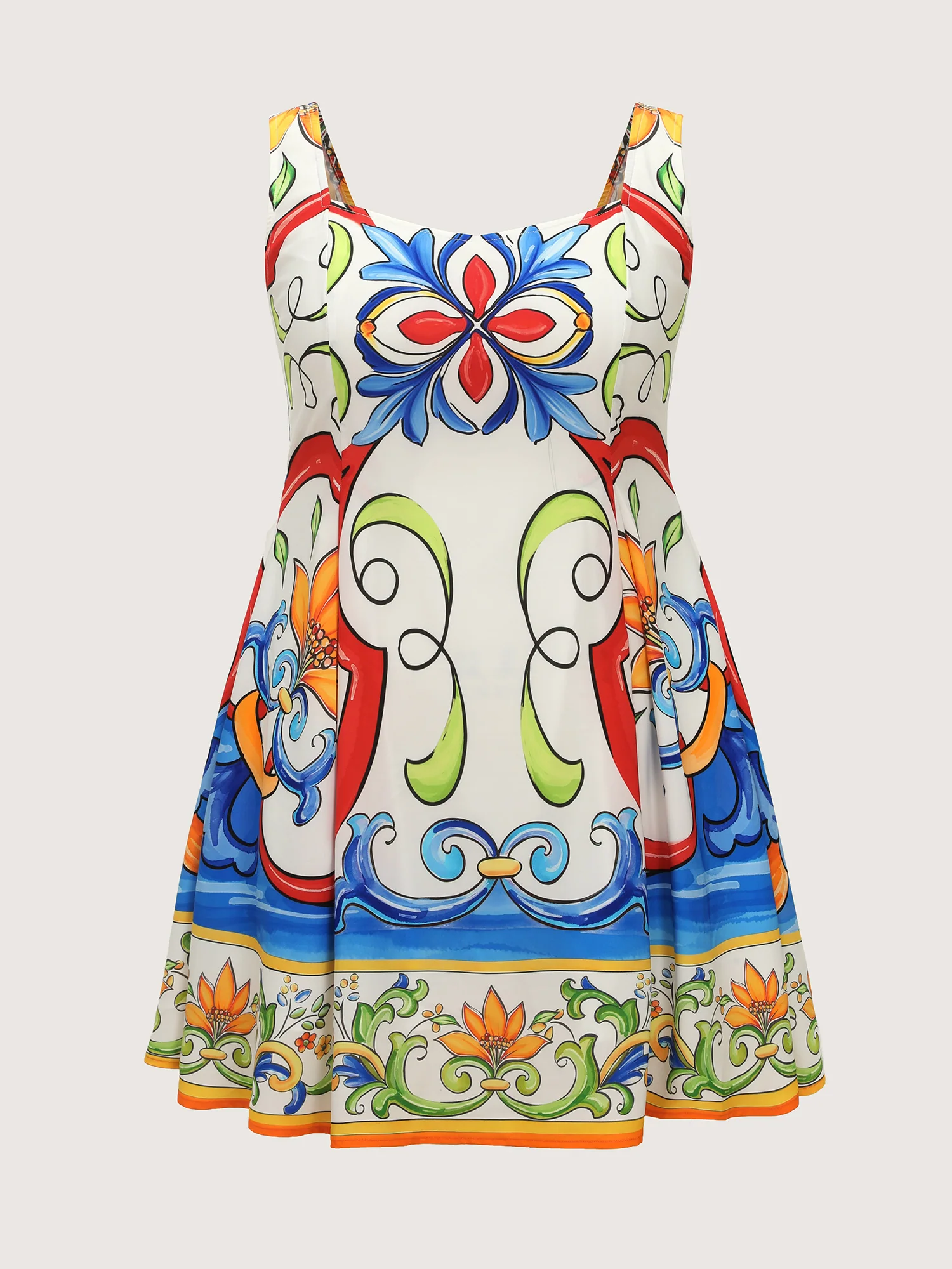 Floral Abstract Print Sleeveless Mini Dress - Image 7