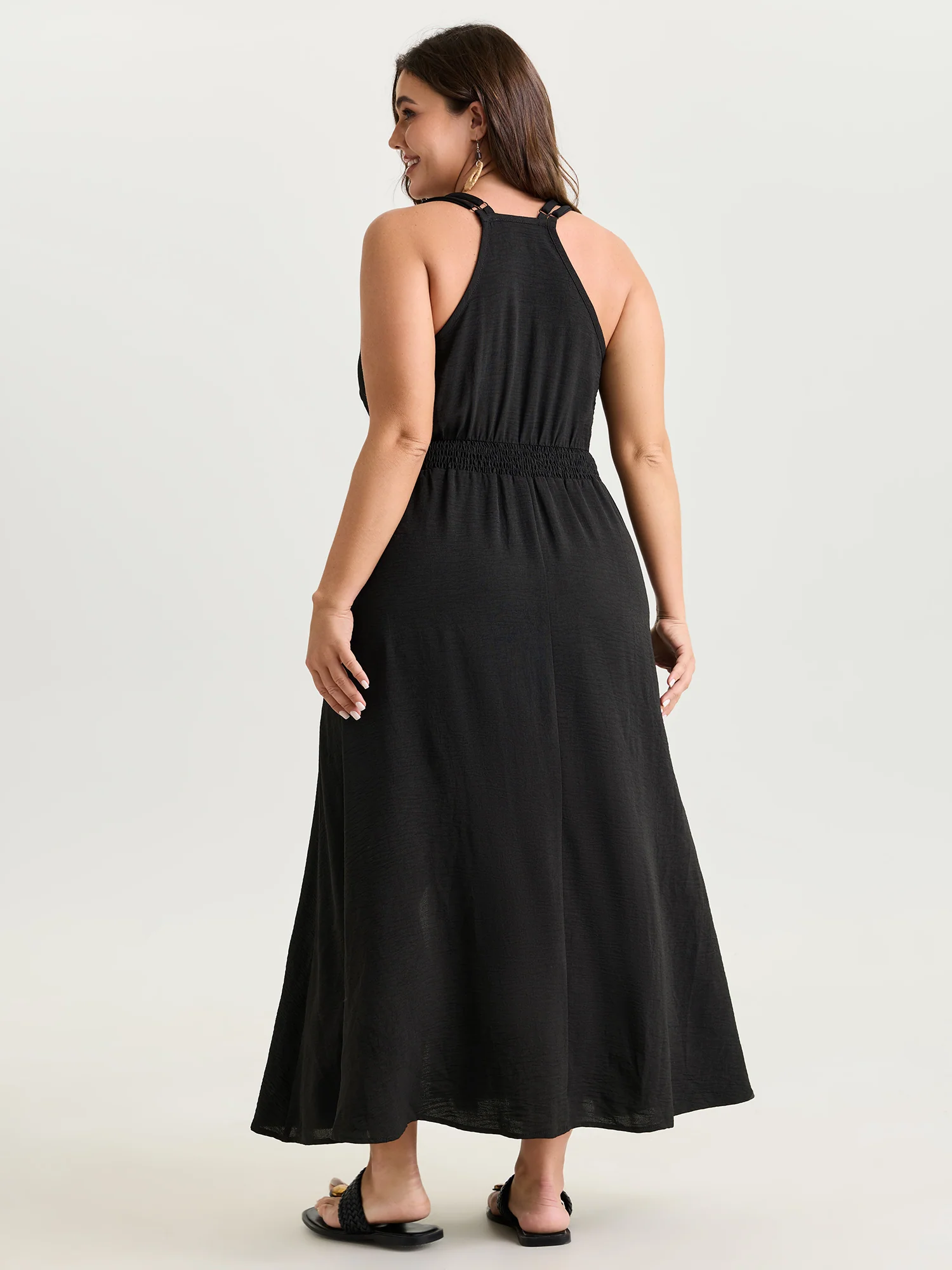 Floral Embroidered Shirred Waist Maxi Dress - Image 3