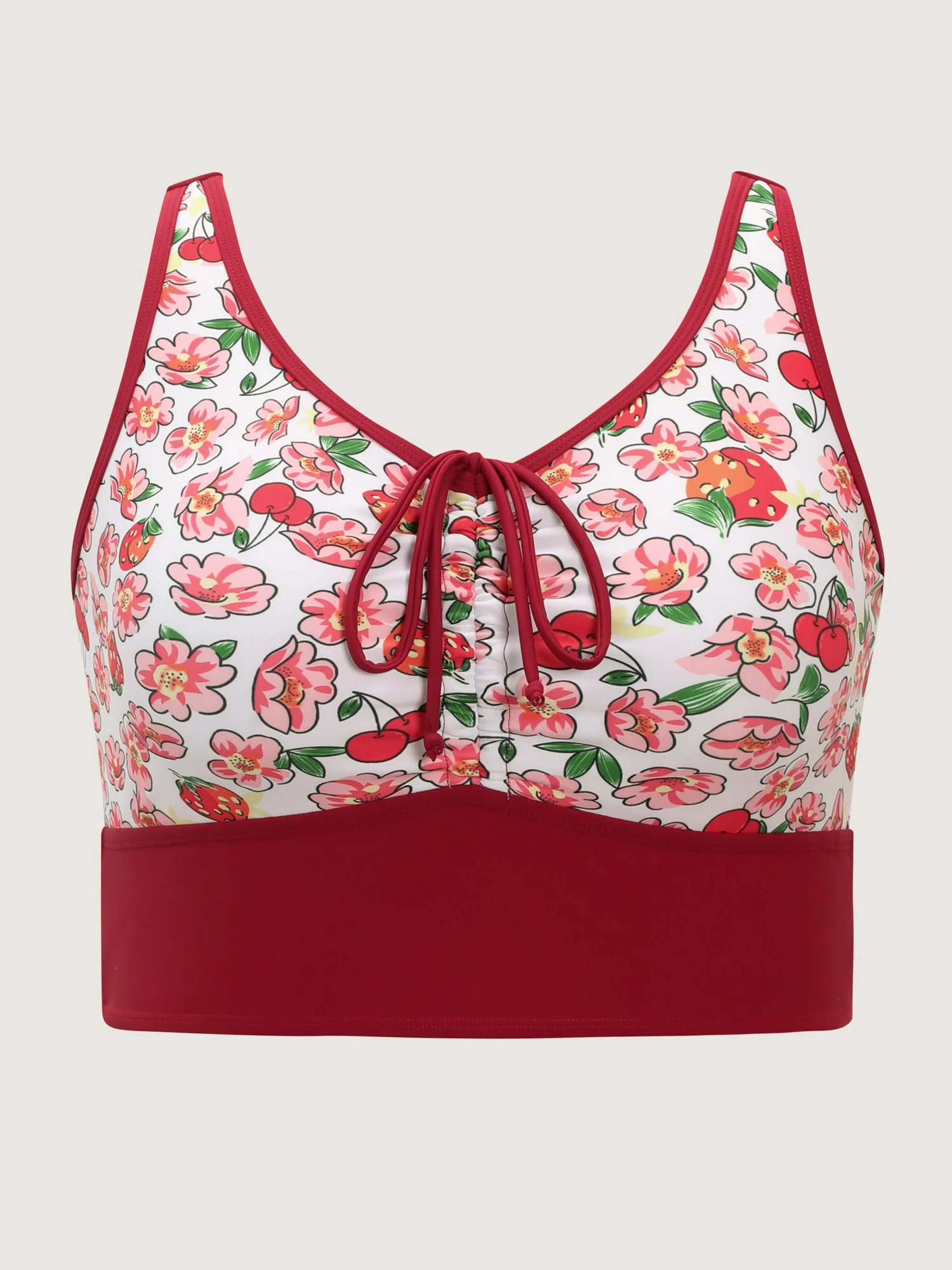 Floral Print Drawstring Front Bikini Top - Image 7