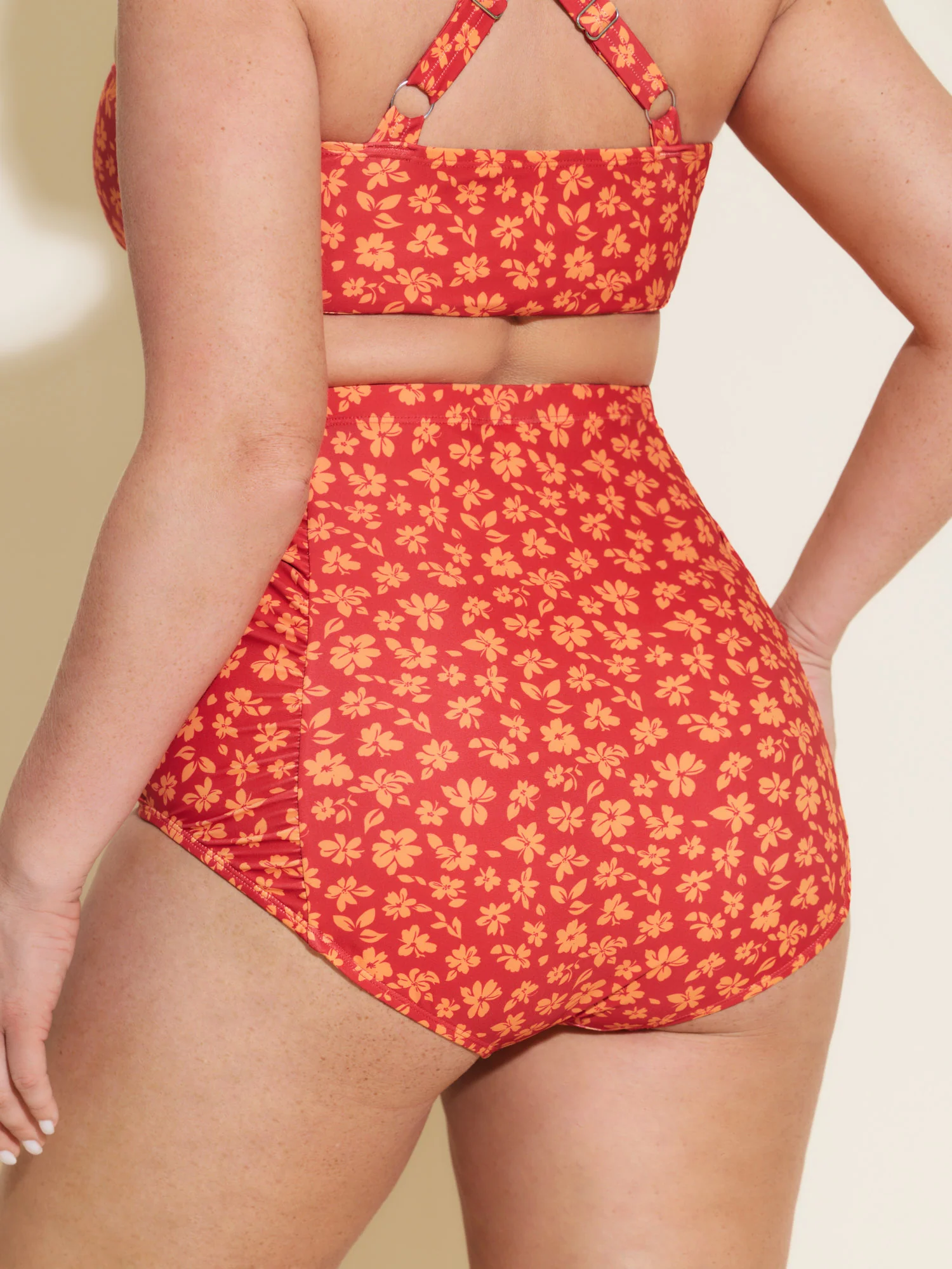 Floral Print High Waisted Swim Bottoms - Image 4