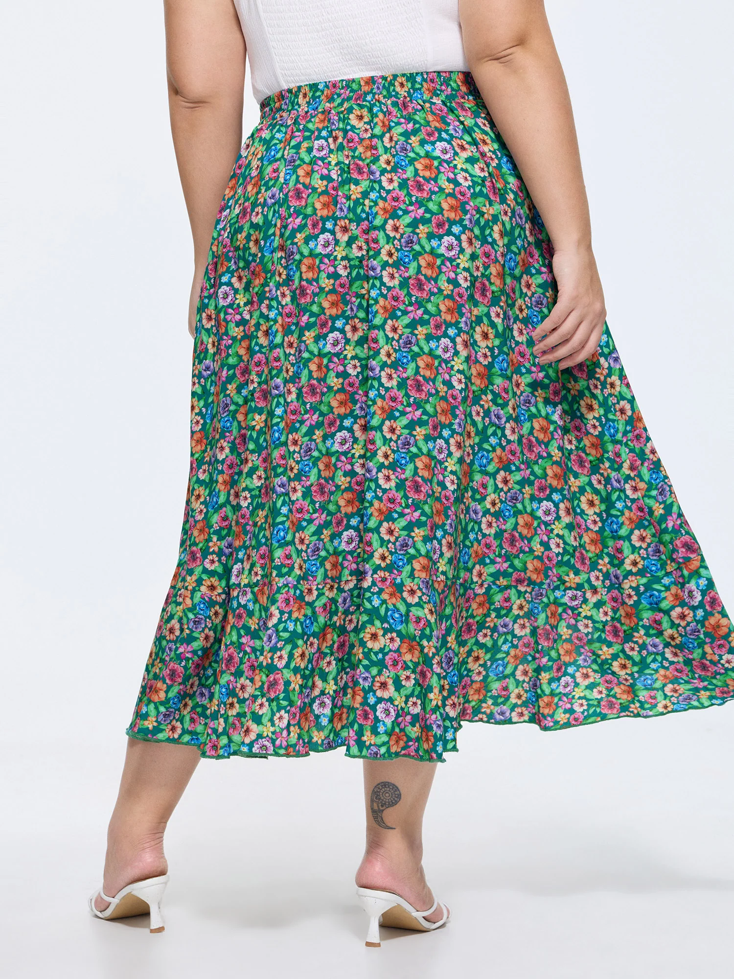 Floral Print Wrap Side-Tie Midi Dress - Image 5