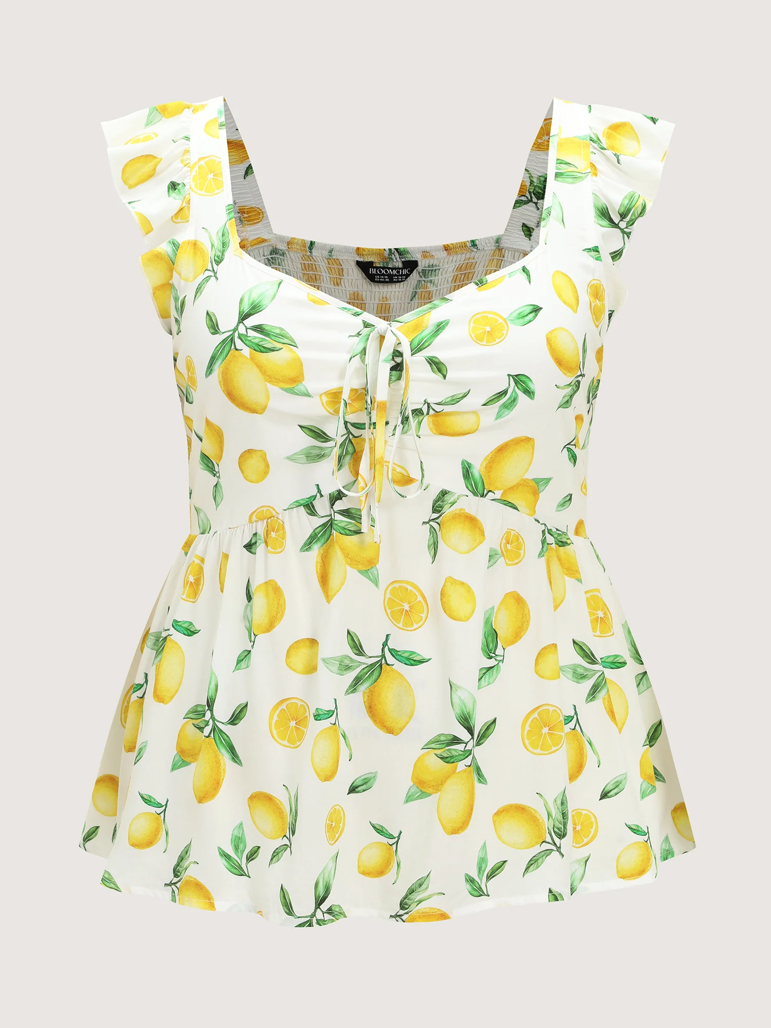 Hand Painted Lemon Print Ruched Blouse - Image 6