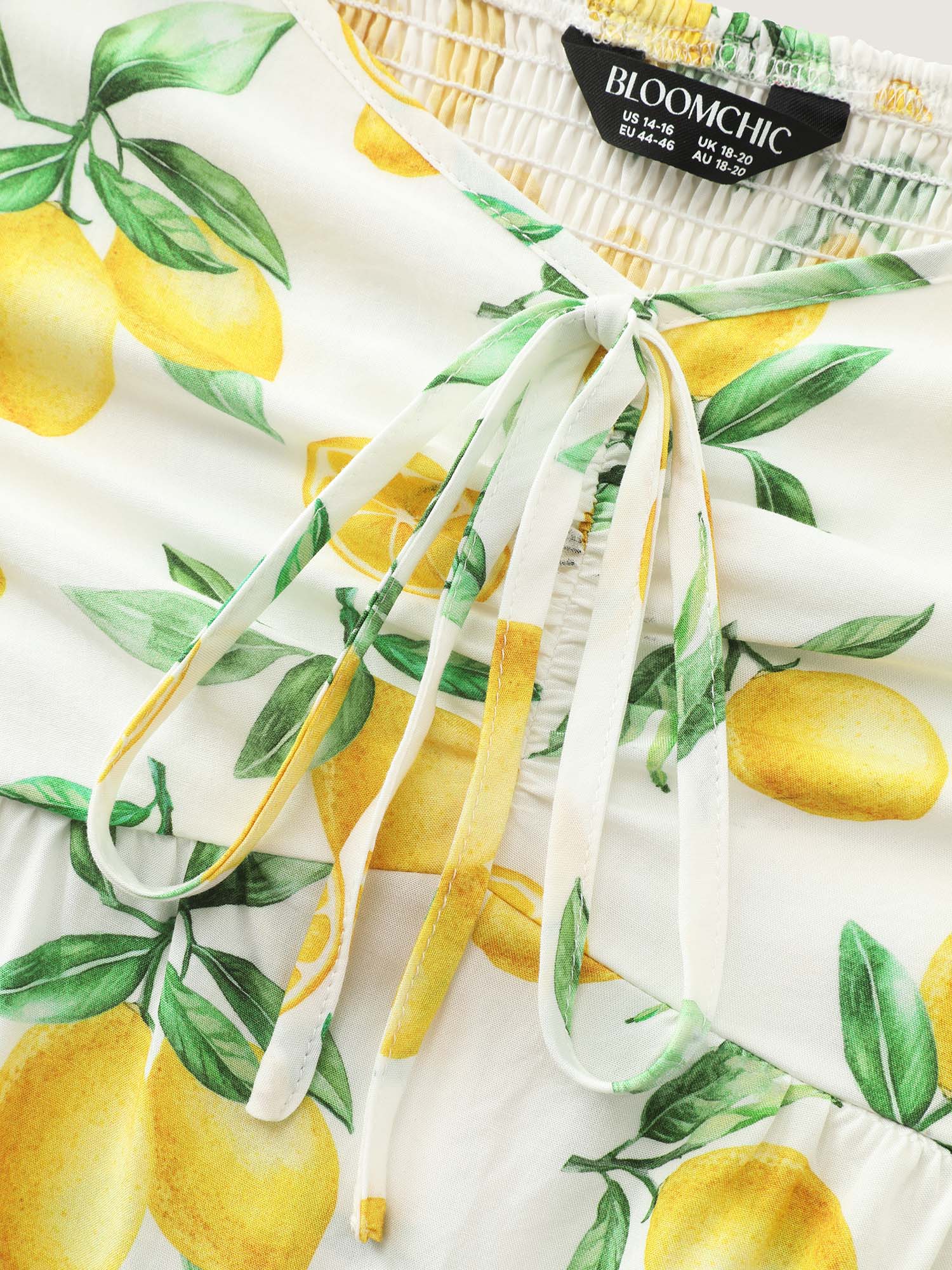 Hand Painted Lemon Print Ruched Blouse - Image 8