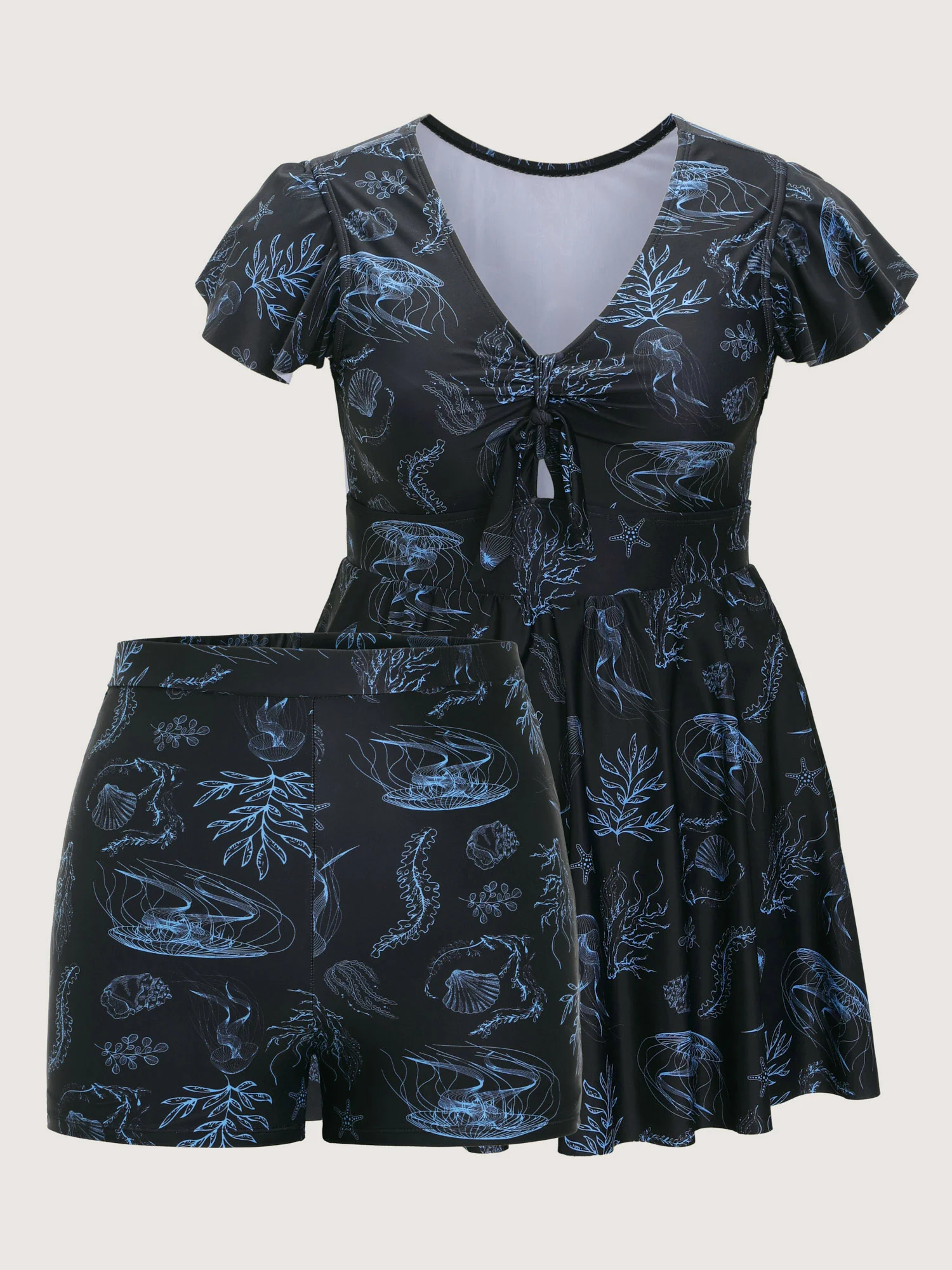 Jellyfish Print Pockets Flowy Swim Dress - Image 5