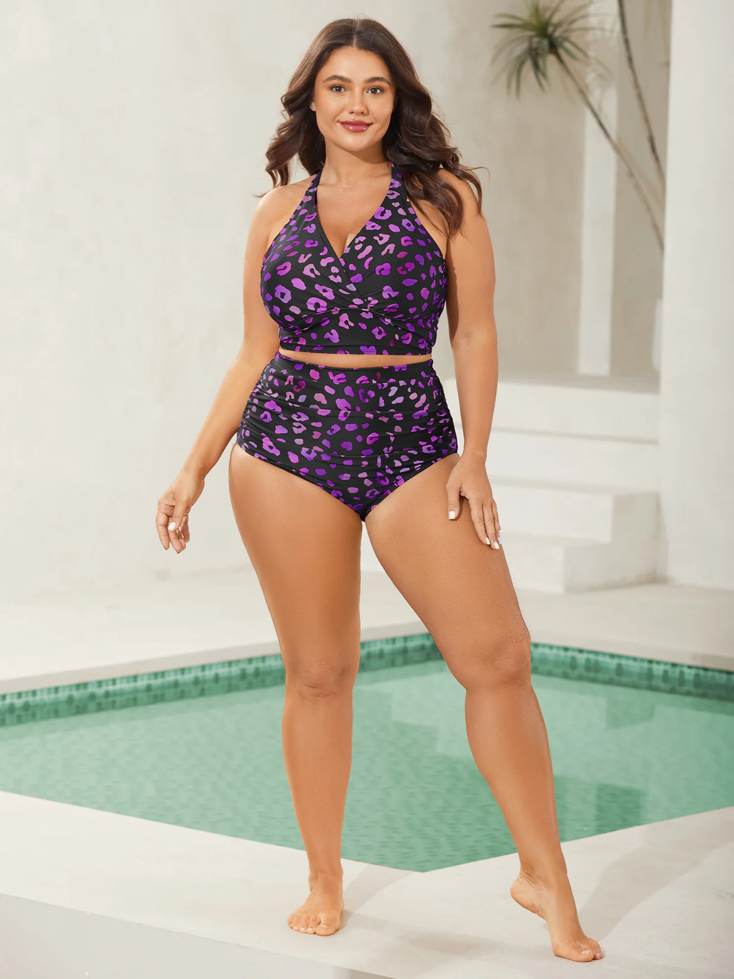 Leopard Print Cross-Straps Bikini Top - Image 31