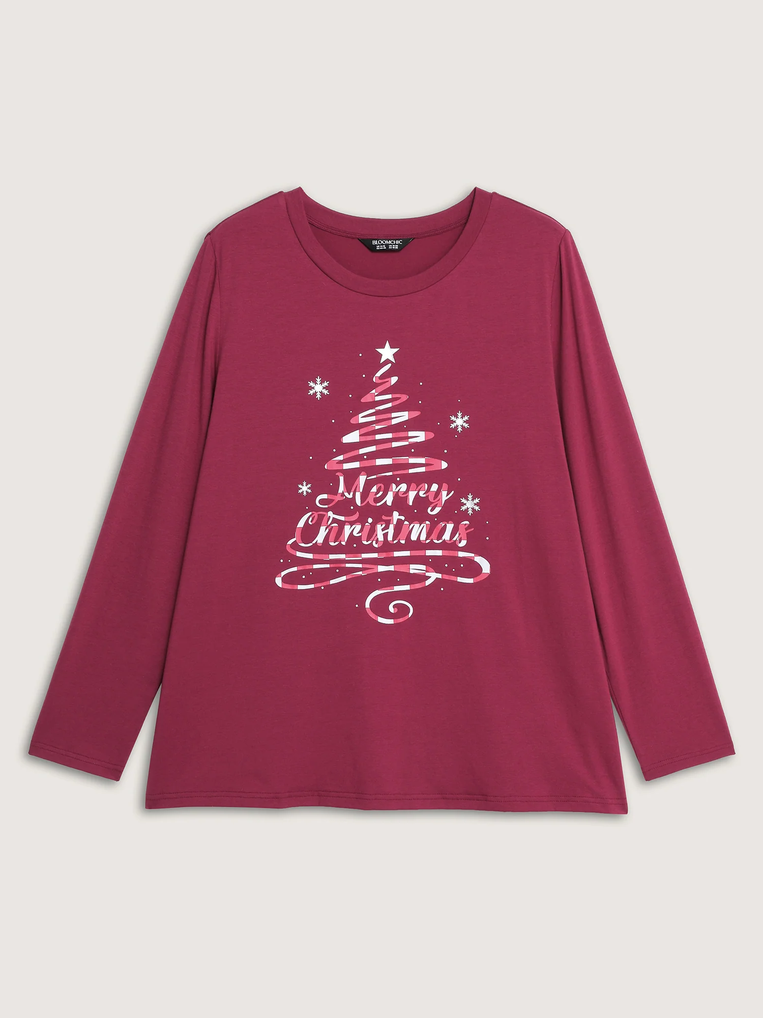 Merry Christmas Print Contrast T-Shirt - Image 6