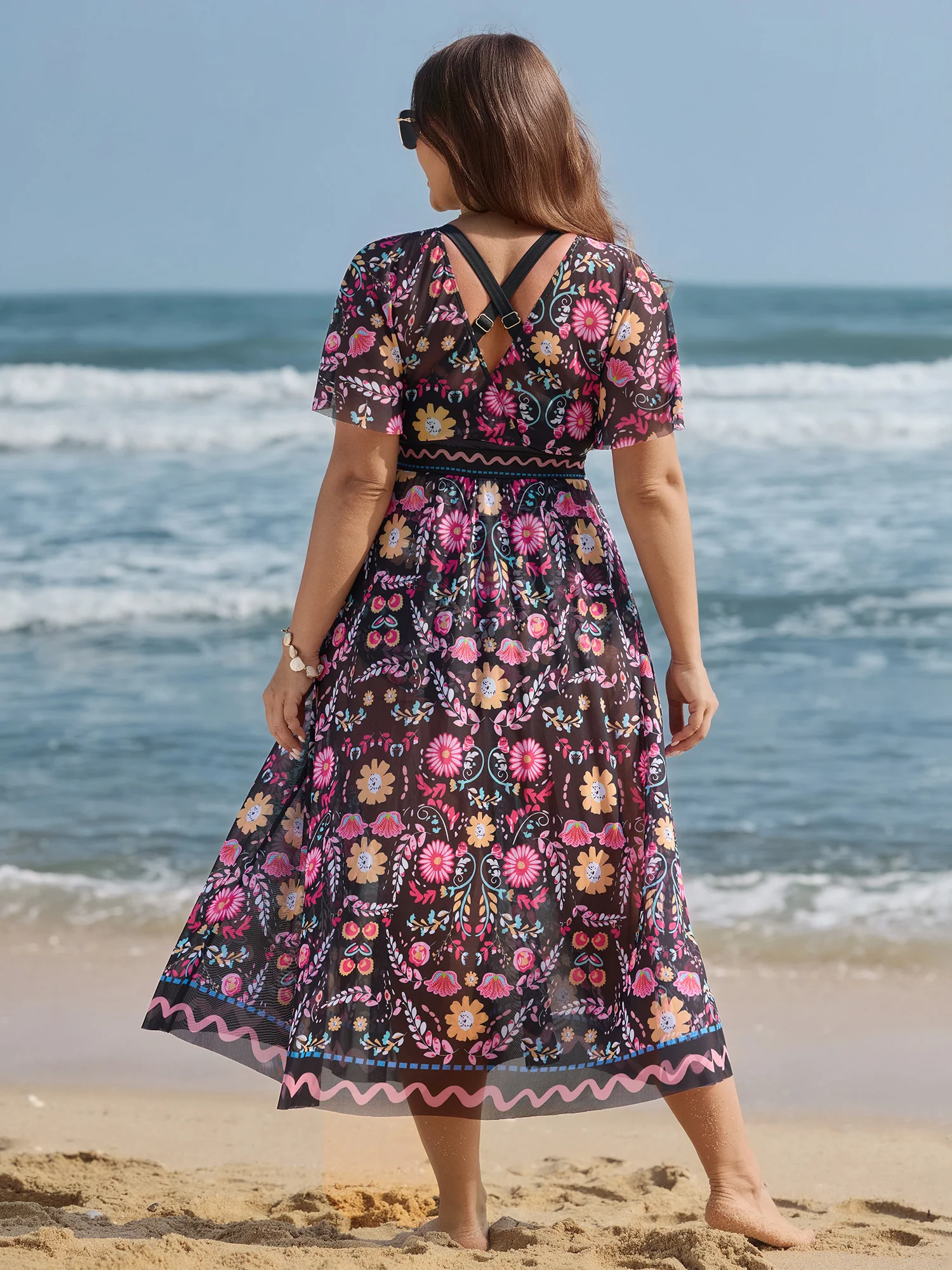 Sarong Set Floral Print One-Piece Swimsuit - Image 4