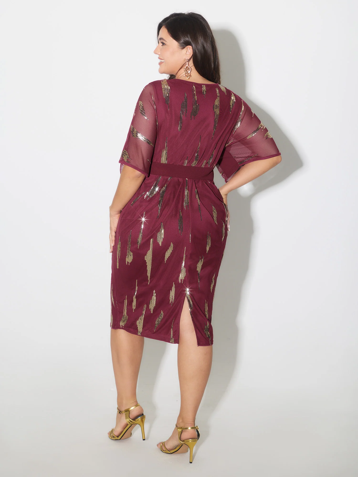 Sequin Embroidery Pleated Waist Mini Dress - Image 11