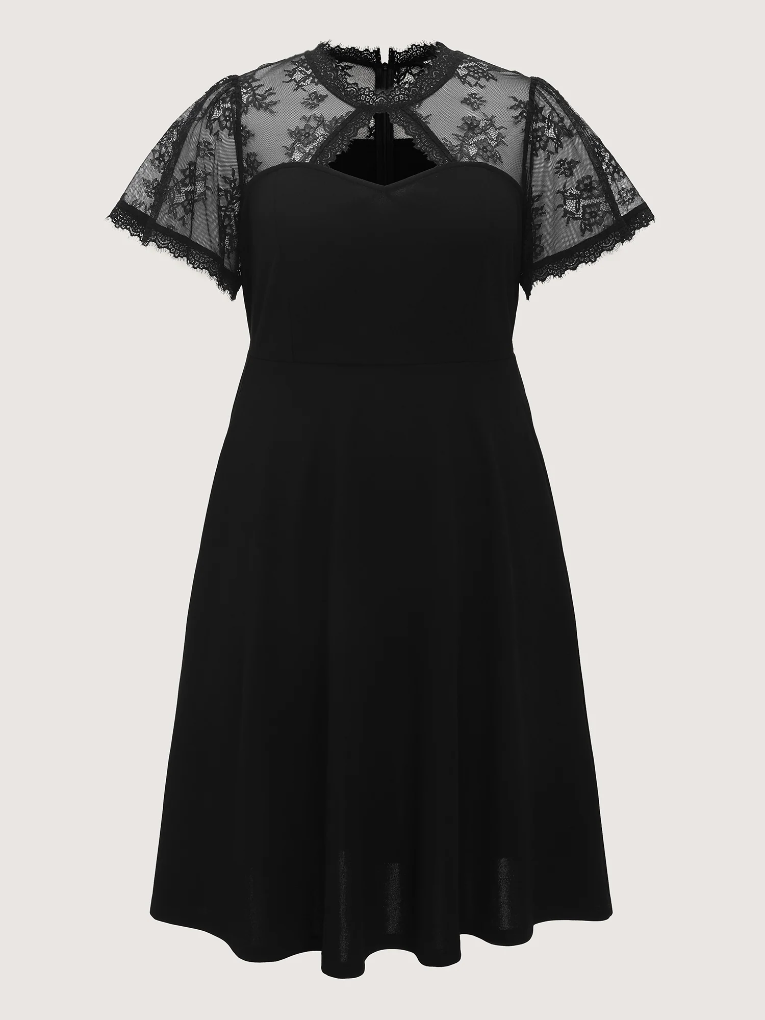 Sheer Lace Neckline Sweetheart Midi Dress - Image 8