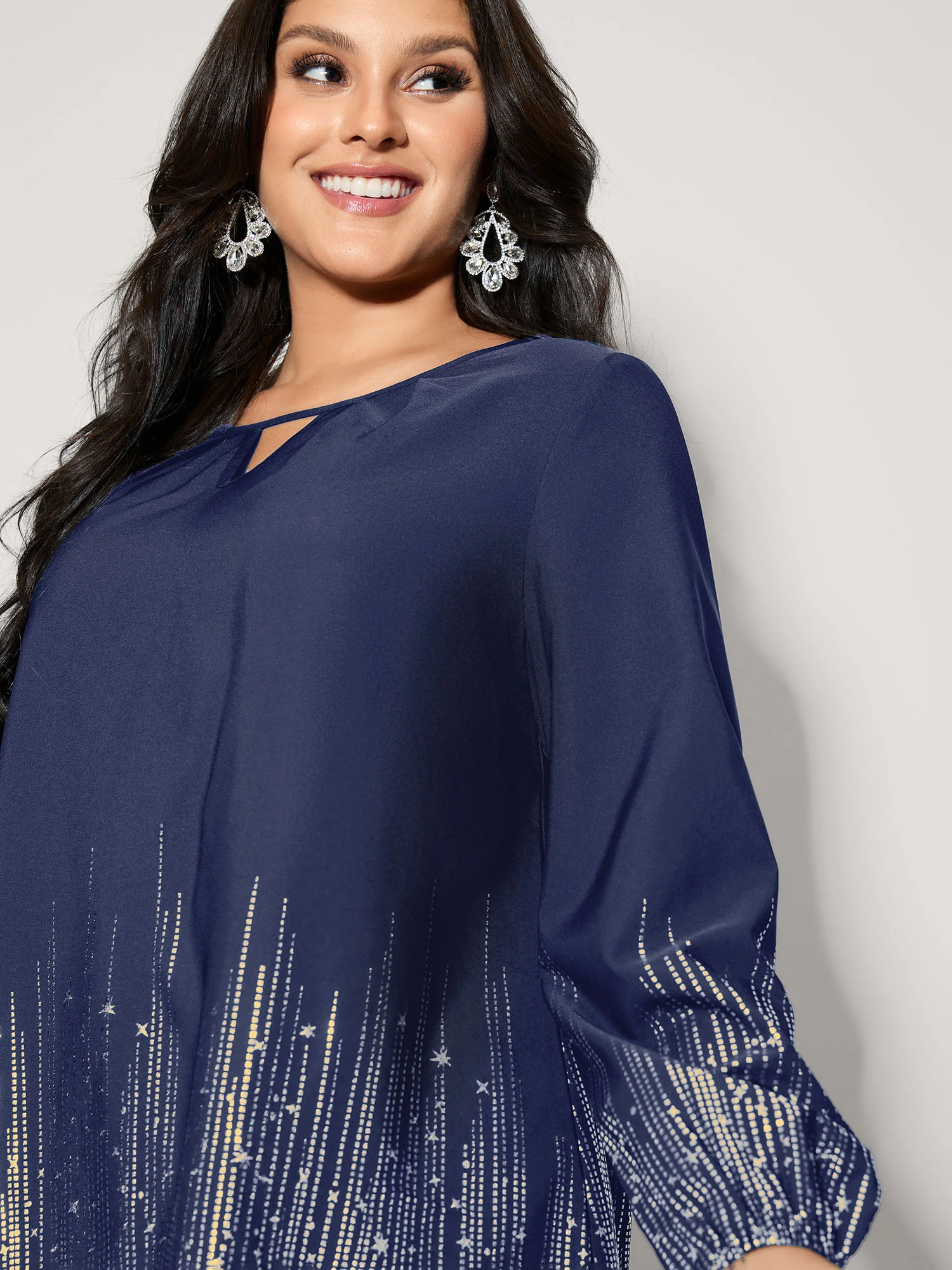 Shimmery Cut-Out Neck Blouse - Image 2