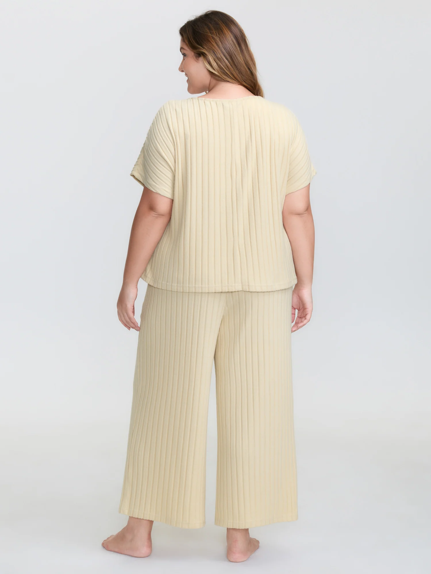 Stretchy Pit Strip Solid Loungewear Set - Image 33