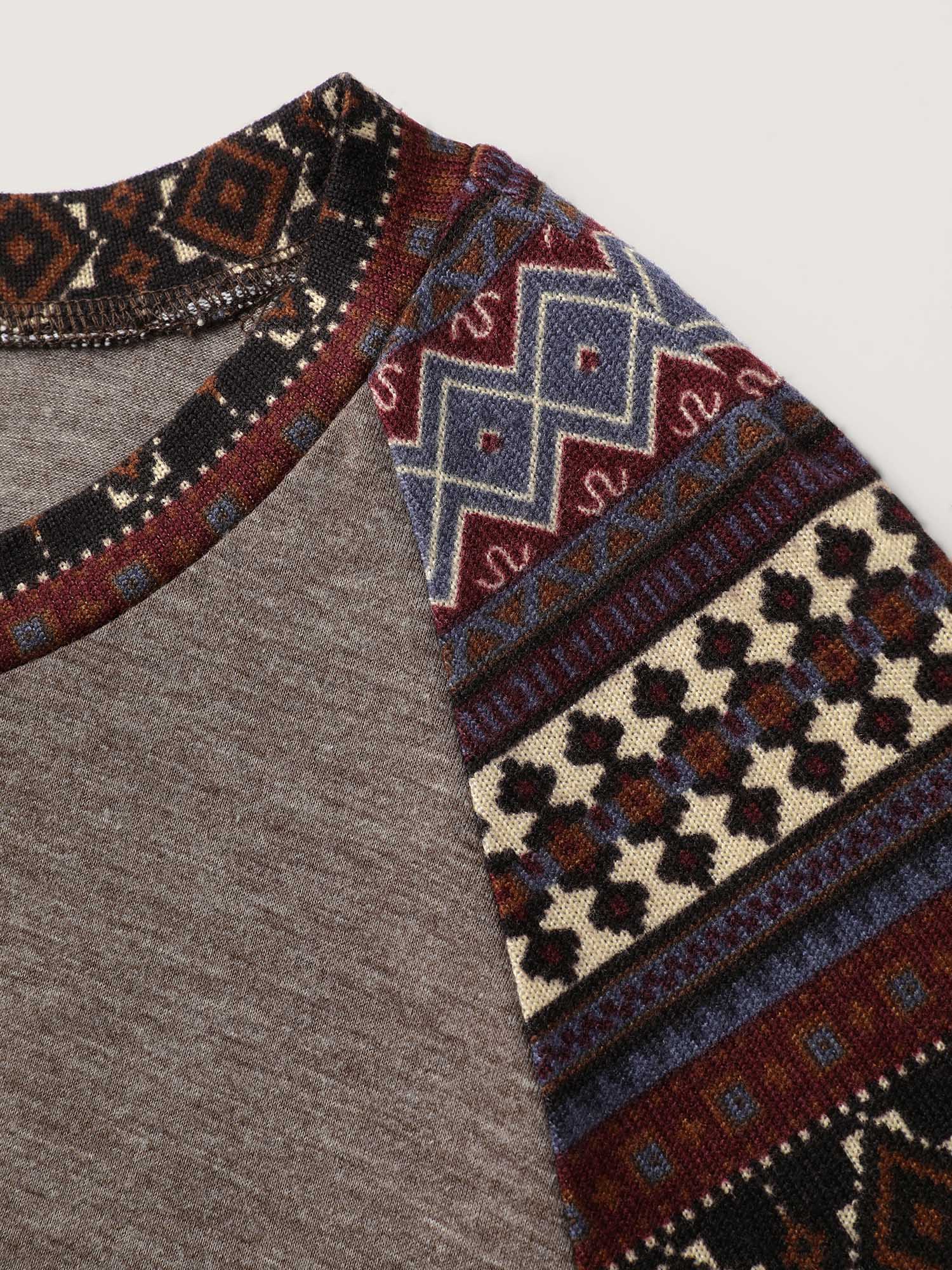 Supersoft Boho Stripes Spliced T-Shirt - Image 5