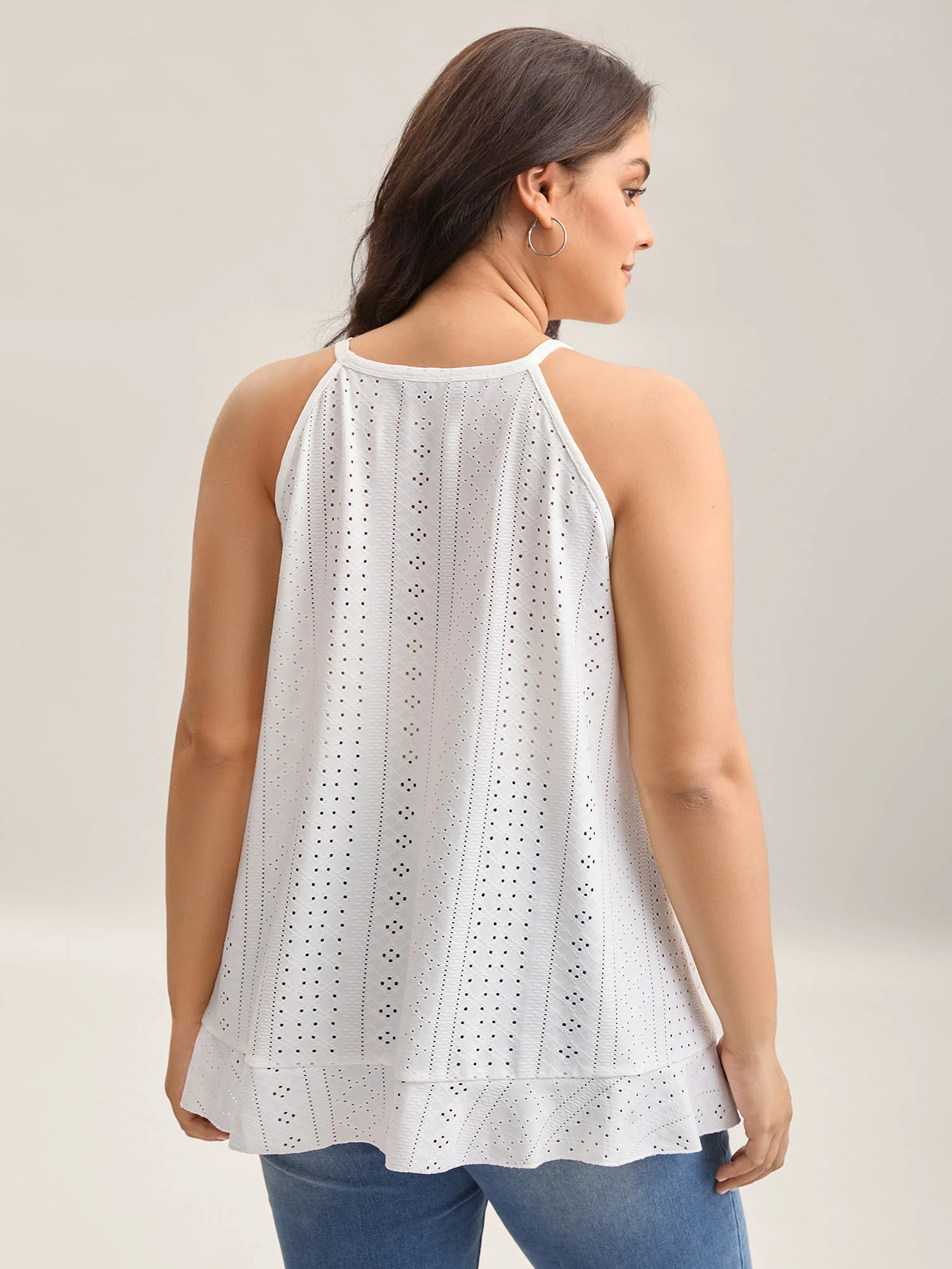 Textured Knit Overlap Hem Tank Top - Image 8