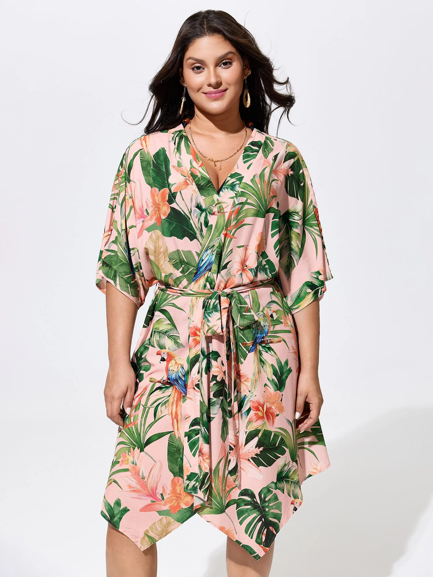 Tropical Escape Waist Tie Kimono - Image 2