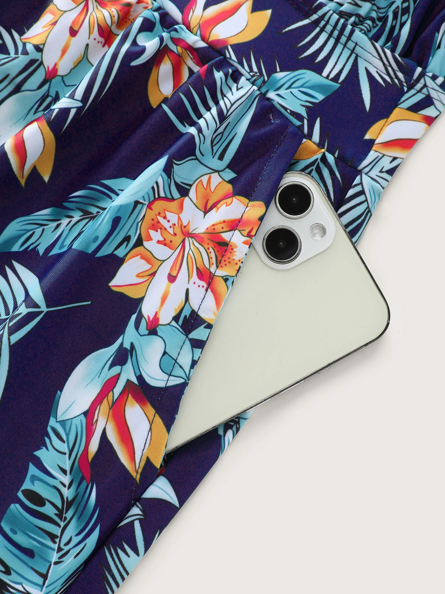 Tropical Flower Print Pockets One-Piece Swimsuit - Image 44