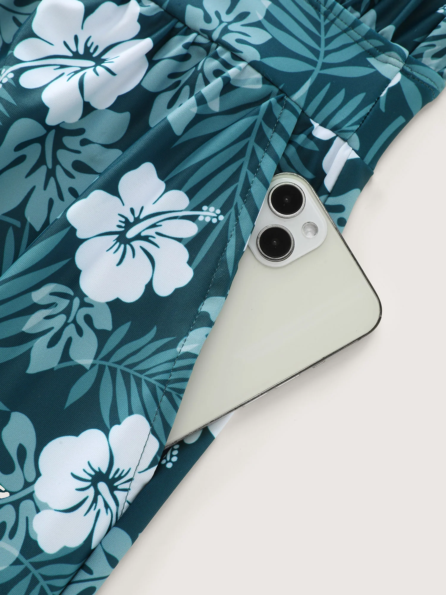 Tropical Flower Print Pockets One-Piece Swimsuit - Image 53