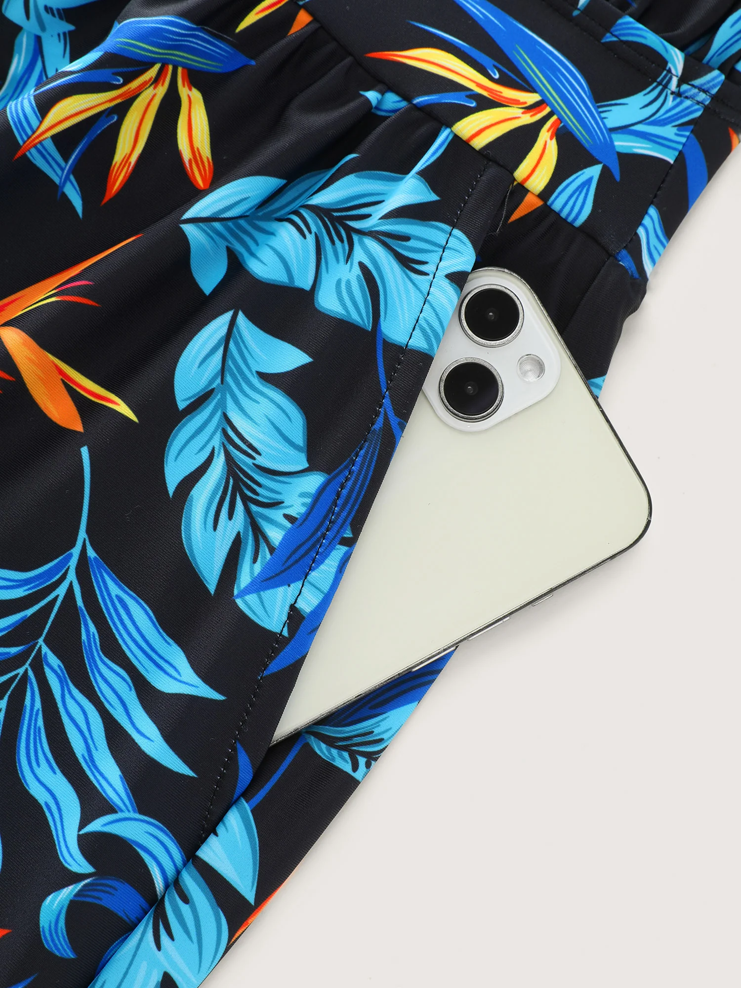 Tropical Flower Print Pockets One-Piece Swimsuit - Image 62