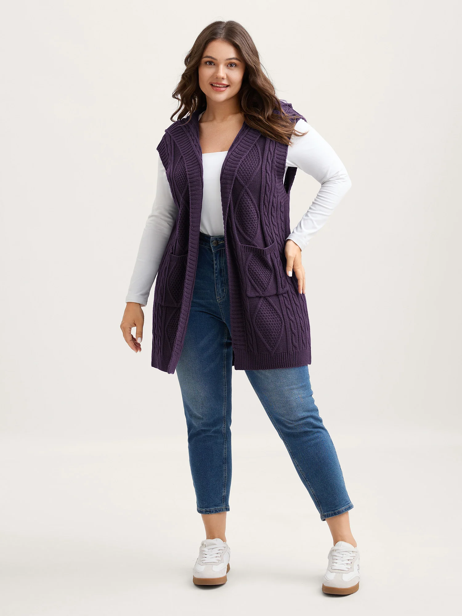Twisted Hooded Sleeveless Knit Cardigan - Image 11